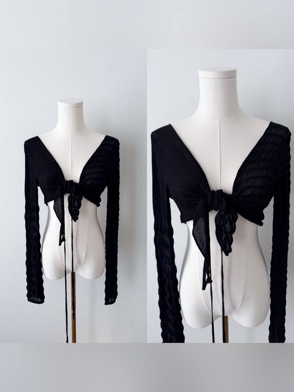 Black mesh Sarah pacini wrap tie bolero